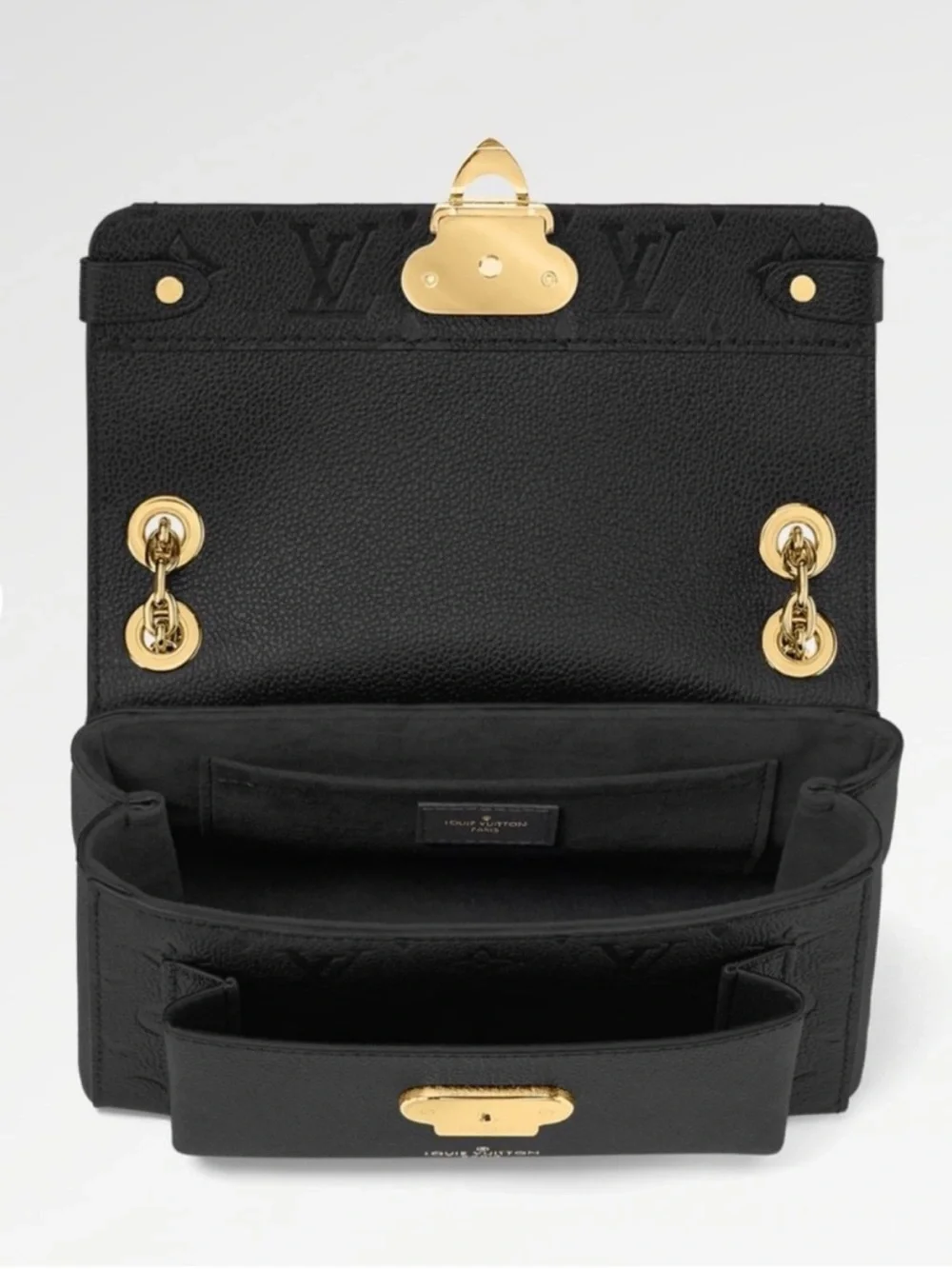 Louis Vuitton Vavin BB Empriente black leather logo bag 2 way strap